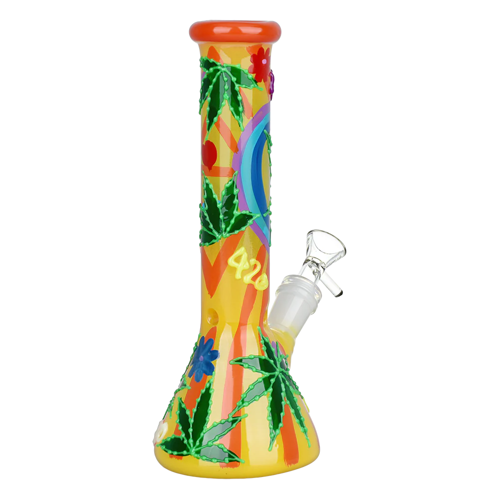 420 Leafy Sunburst Glow Beaker Bong - Image 2