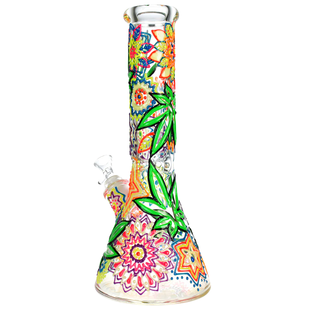 SeshGear Mandala Pot Leaf Beaker Bong - Image 3